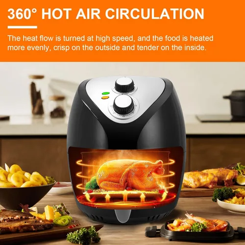 Vista 3 de Freidora de aire caliente de 4 litros con cesta de cocina antiadherente extraíble, horno compacto, sin aceite, parrilla de freidora de aire