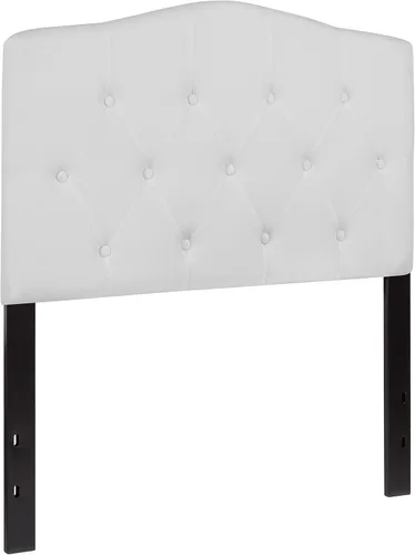 Vista 3 de BizChair Cabecero tapizado capitoné tamaño individual en tela blanca