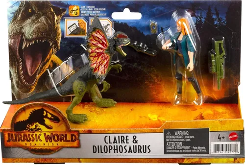 Vista 7 de Mattel Jurassic World Dominion Human and Dino Pack, Claire & Dilophosaurus Action Figure Toys and Accessories