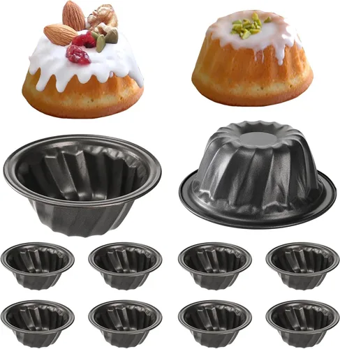 Frcctre Paquete de 10 moldes antiadherentes de 4 pulgadas para tartas de acero al carbono | Moldes de metal reutilizables para hornear cupcakes,