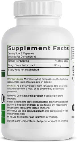 Vista 2 de Bronson Ginkgo Biloba Extra Strength Apoya la función cerebral y la memoria, 90 cápsulas vegetarianas