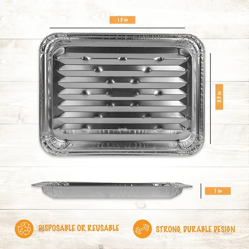 Vista 5 de Plasticpro Sartenes de aluminio para parrilla, sartenes para asar, revestimientos de parrilla, duraderos con superficie inferior acanalada
