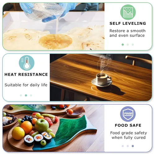 Vista 3 de Bond Craftor - Kit de resina epoxi para mesa de 1 galón, epoxi transparente con autonivelante resistente a los rayos UV para mesa, encimera, bar