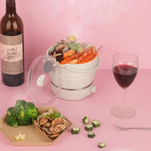 Vista 7 de Drizzle Olla Eléctrica Plegable para Viajes Hot Pot - Hot Pot de Cocción de Doble Voltaje 100V-240V - Utensilios de Cocina de Silicona Grado