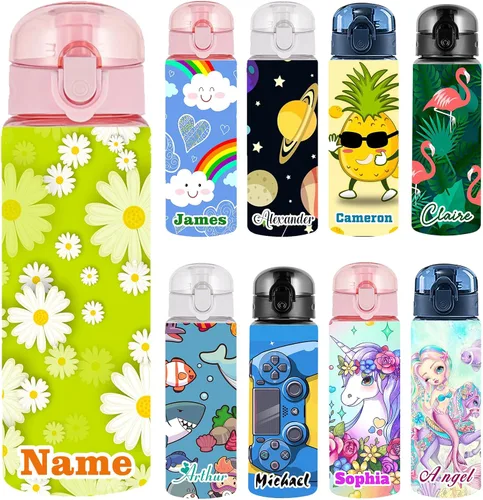 Vista 24 de Botellas de agua personalizadas con tapa, botella personalizada de 26 onzas con nombre, botellas de agua de plástico personalizadas, a prueba
