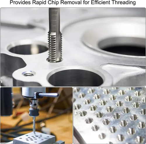 Vista 6 de uxcell Macho de la máquina, 1/8-27 NPS Pipe Tap 3 flautas rectas de acero de alta velocidad roscado roscado herramienta de roscado