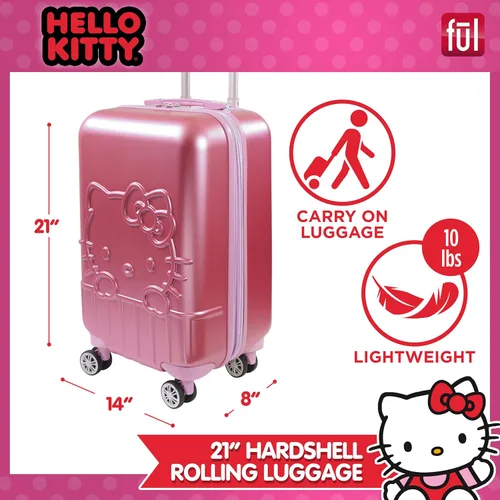 Vista 2 de FUL Hello Kitty - Maleta de mano con ruedas, Rosado, Hello Kitty - Maleta de mano rígida con ruedas