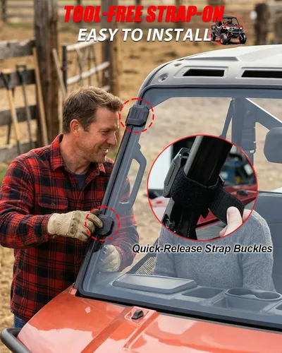 Vista 5 de StarknightMT Parabrisas Ranger XP 1000, Parabrisas frontal completo Ranger Compatible con Polaris Ranger XP 1000 2017-2026, Ranger Crew XP 1000