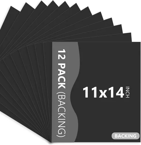 Vista 9 de Somime Paquete de 12 tablas de respaldo solo - 16x20 alfombrillas negras sin cortar, tablas de respaldo sin ácido, ideales