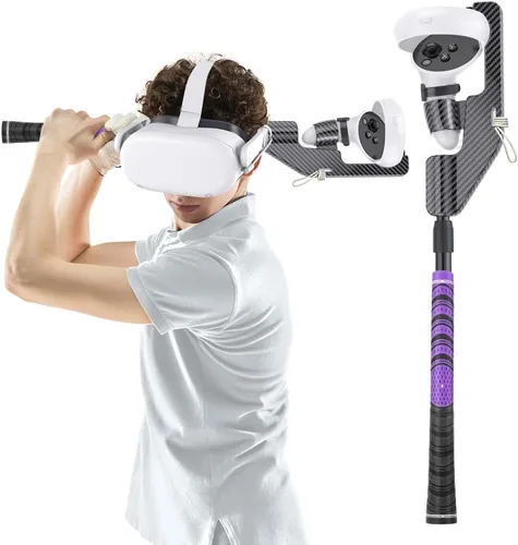 KPNEOL VR Golf Club for Oculus Quest 2, with Real Golf Grip, VR Golf Club Handle Extension Accessory Enhance Immersive VR Game Experience, Purple