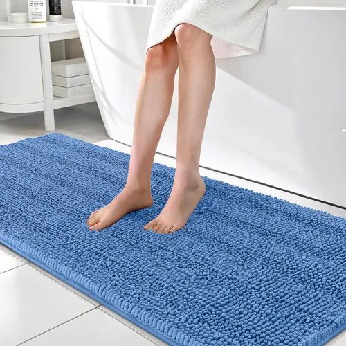 Vista 19 de OLANLY Alfombras de Baño Gruesas de 47 x 20 pulgadas, Extra Suaves Absorbentes de Chenilla a Rayas, Respaldo de Goma, Lavables y Secables a Máquina