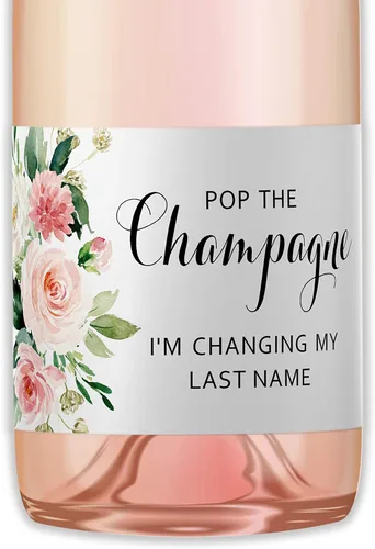 Vista 8 de POP the Champagne Estoy Cambiando Mi Apellido Etiquetas ● SET de 12 ● Etiquetas Mini para Botella de Champán de la Despedida de Soltera, Despedida