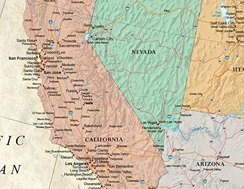 Vista 7 de Set de mapas de Estados Unidos y planisferio para pared Rand McNally.