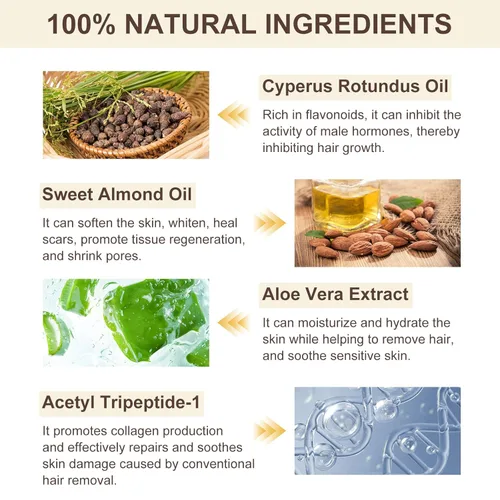 Vista 4 de Aceite Cyprus Rotundus - Aceite de Cyperus, Cyperus Cypress Rotundus para depilación, reduce el crecimiento del vello corporal, piel suave e