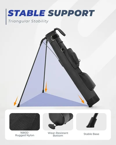 Vista 4 de Bolsa de golf ligera con soporte de Sturdum, bolsa de golf portátil con bolsillo enfriador aislado, fácil de transportar e ideal para campo