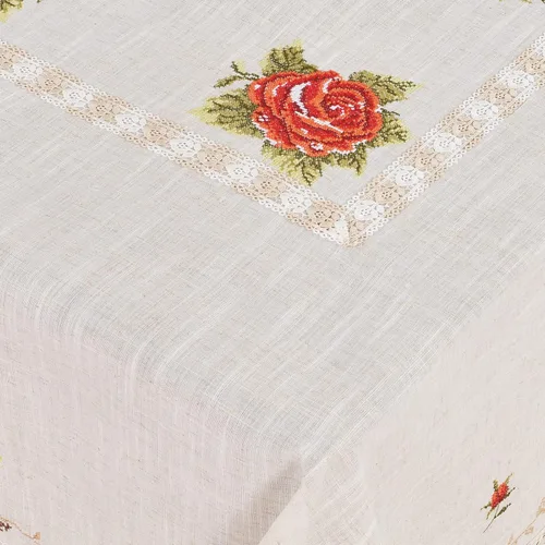 Vista 7 de LIN TONG Mantel rectangular, mantel de encaje bordado con flor, bordado elegante patrón floral para cocina, comedor, fiesta, decoración del hogar