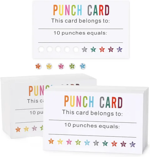 Vista 12 de ONEDONE Tarjetas perforadas (paquete de 200) tarjetas de recompensa para premios de incentivo de comportamiento en el aula para niños, estudiantes