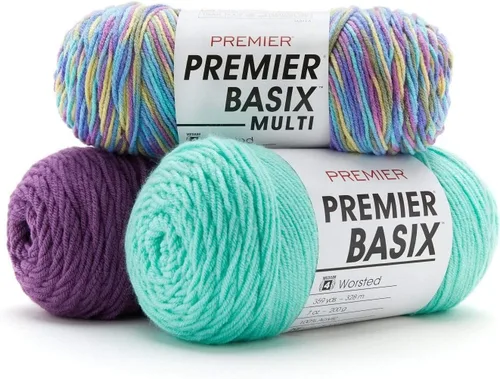 Vista 3 de Premier Yarns Basix, hilo de estambre sólido, hecho de acrílico, hilo ideal para ganchillo y tejido, color blanco, 359 yardas 1115-01 Blanco