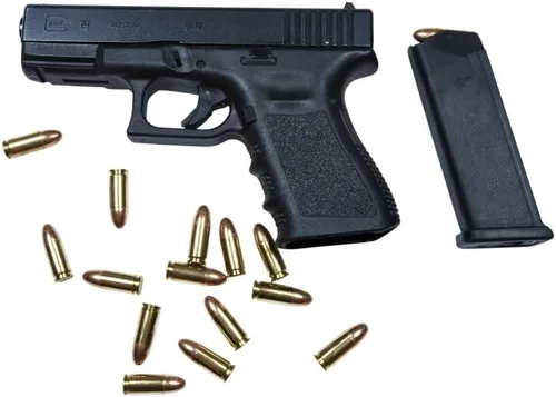 Póster de pistola Glock modelo 19 con munición de 0.354 in (17 x 11)