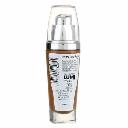 Vista 4 de L'Oreal Paris True Match Lumi - Maquillaje luminoso saludable, bronceado clásico/capuchino [N7-8], 1 onza (paquete de 2)
