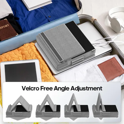 Vista 6 de KDD Soporte de almohada para tableta, soporte para iPad de visualización multiángulo para regazo, cama y escritorio, base de almohadilla suave Gris
