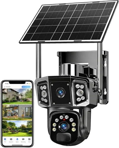 Vista 10 de KEPEAK Solar Security Camera Outdoor Wireless, Dual Lens PTZ WiFi Camera 2.4G, IP66 Outdoor Camera with Three-View Display