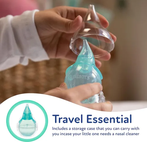 Vista 4 de Aspirador nasal Dr. Talbot's para bebés - silicona - con estuche de almacenamiento - Elefante azul