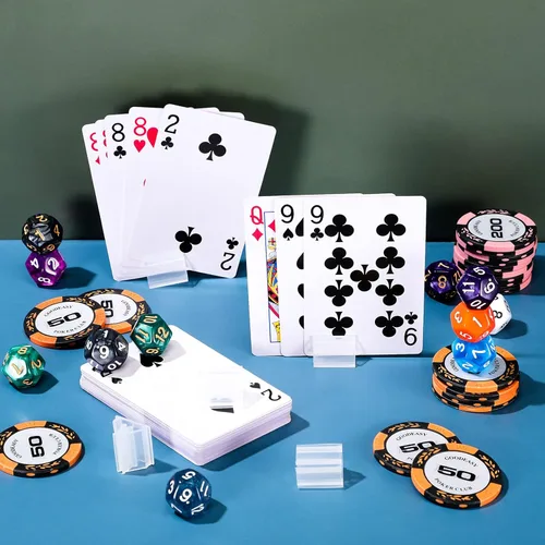 Vista 7 de Maitys 30 soportes para tarjetas de juego, soportes de plástico para tarjetas, soporte de tablero para recuerdos de fiesta (transparente)