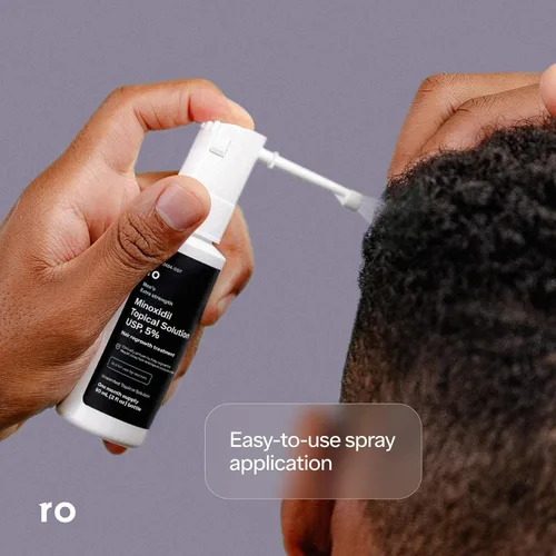 Vista 5 de Ro Man - Spray tópico para el crecimiento del cabello para hombres Solución de minoxidil al 5%, clínicamente probada para adelgazar el cabello