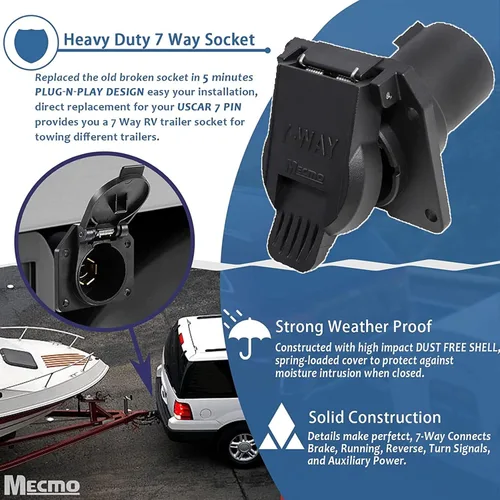Vista 9 de MECMO Conector Hembra de Repuesto Estilo OEM de 7 Vías para RV, USCAR a 7 Pines del Lado del Vehículo Extremo Hembra para Ford, GMC, Chevy, Dodge