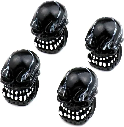 Vista 4 de Tapones de válvula de neumáticos para automóviles, a prueba de polvo, linda cabeza de calavera, ajuste universal para la mayoría de automóviles