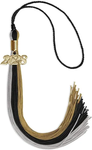 Vista 145 de Endea - Borla de graduación de triple color con gota de fecha dorada (negro/dorado/granate, 2020)