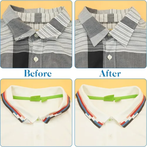 Vista 5 de YEEMO 120 soportes para collar para hombres y mujeres (permanencias de collar PET autoadhesivas), no más collares rizados. Ideal para camisas