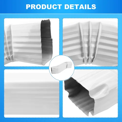 Vista 6 de Codo de bajante de canalón en forma de S Estilo B (compensación = 3) Codos en zig zag 2" x 3" Aluminio Blanco