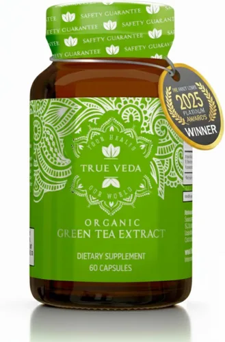 Cápsulas de extracto de té verde orgánico - Certificado orgánico USDA | 60 cápsulas de té verde | Pastillas de té verde | Extracto de té verde EGCG