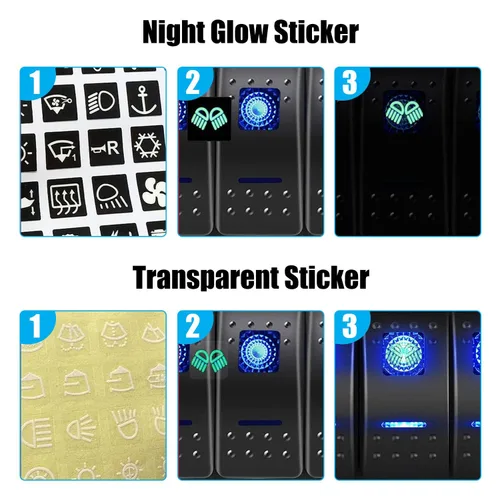 Vista 5 de FXC Panel de interruptor basculante azul marino impermeable de 5 segmentos con enchufe USB QC3.0 y ranura tipo C + encendedor de cigarrillos +