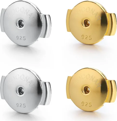 Vista 9 de Parte trasera de aretes con bloqueo para tachuelas, respaldos de aretes de plata de ley hipoalergénicos y seguros, reemplazos para aretes con poste