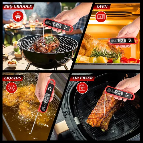 Vista 5 de Termómetro digital de carne para cocinar y asar - Termómetro de alimentos de lectura instantánea con IP67 resistente al agua, imán fuerte