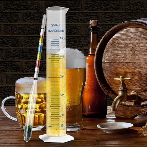 Vista 7 de Hidrómetro de alcohol de triple escala (2 piezas) y tarro de prueba para cerveza casera, vino, cerveza, aguamiel, sidra y kombucha, juego combinado