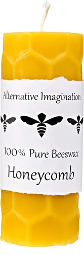 Vista 11 de Alternative Imagination Velas de pilar de diamantes de cera de abeja, paquete de 3 velas sin perfume de 2 x 4 pulgadas, vertidas a mano, color Blanco