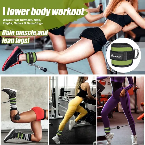 Vista 6 de NEALFIT Ankle Strap for Cable Machine, Gym Ankle Cuff for Kickbacks, Leg Extensions, Glute Workouts, Booty Hip Abductors Exercise for Women and Men