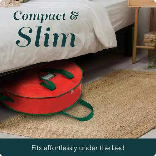 Vista 7 de Bolsa de almacenamiento de corona de Navidad de Handy Laundry - Material de lona duradero, cremallera, asas de transporte resistentes, protección