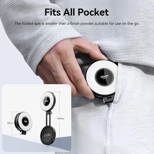 Vista 6 de Luz de relleno para teléfono Magsafe LED accesorio de luz para selfie anillo de luz ajustable compatible con Magsafe para iPhone Smartphone Negro