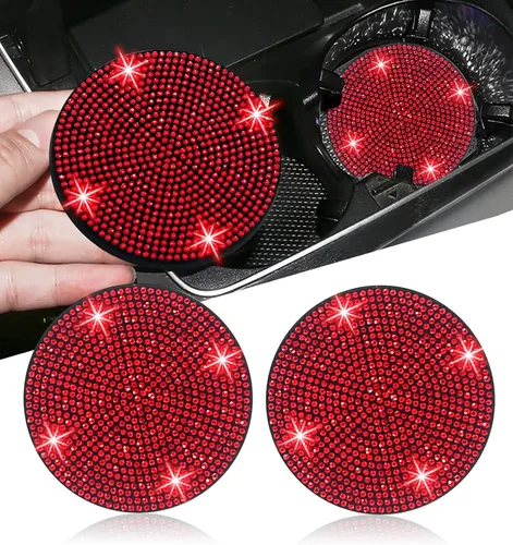 Vista 24 de NBTEPEM 2 posavasos de auto con diamantes de imitación, 2.75 pulgadas, antideslizantes, a prueba de golpes, universal, a la moda, para auto