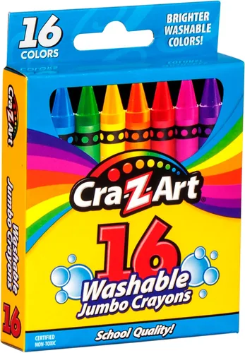 Cra-Z-Art Crayones jumbo lavables de 16 quilates, fácil de limpiar, suministro de regreso a clases, diversión creativa para niños, a partir de 3 años
