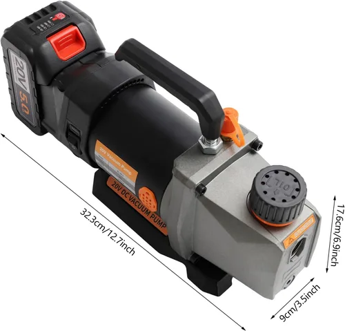 Vista 2 de Bomba de vacío de una sola etapa, 2.5CFM 20V batería de litio DC inversor para aire acondicionado refrigerante