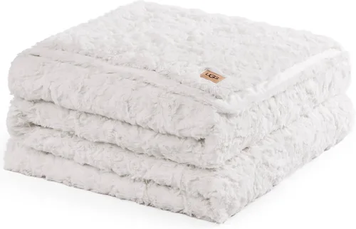 Vista 9 de UGG Adalee - Manta de piel sintética tamaño individual, cálida y acogedora, manta extra grande para sofá, ropa de cama lavable para cama individual