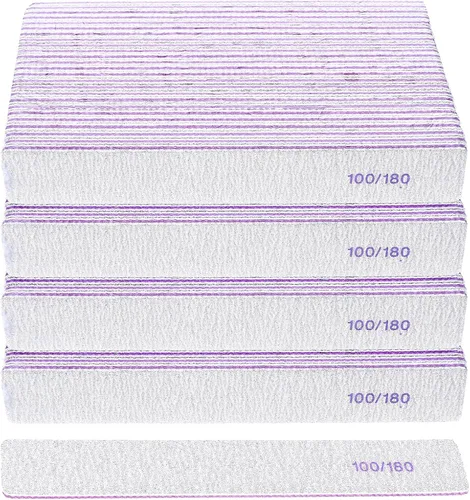 YUXIANLB 100 limas de uñas de grano 100/180 profesionales reutilizables para uñas, lima de uñas lavables de doble cara, herramientas de manicura