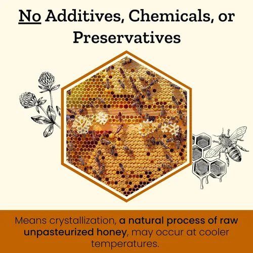 Vista 6 de Miel Cruda de Acacia Altay - 100% Pura, Sin Filtrar, Sin Pasteurizar, De Origen Ético - Frasco de Vidrio, 908g / 35.2oz