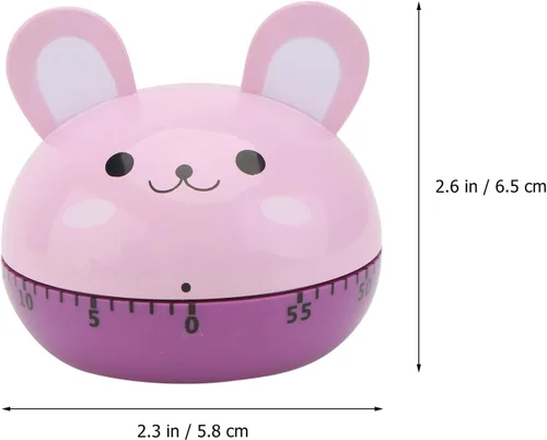 Vista 2 de Cartoon Animal Shaped Mechanical Kitchen Timer Small Rabbit Design Battery-Free Time Reminder Cooking Countdown Tool for Home and Office Use
